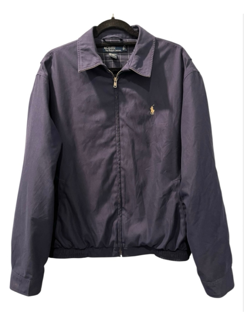 Vintage Polo Ralph Lauren Harrington Jacket Navy Blue Bi-Swing Windbreaker Large